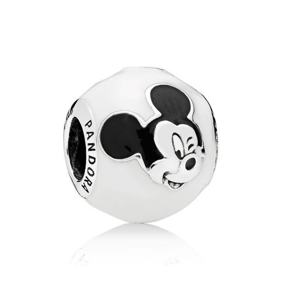 Pandora  Disney Expressive Mickey Charm White & Black Enamel - Picture 1 of 9